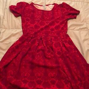 LuLaRoe Amelia Medium Red with ornate pattern